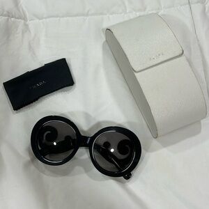 Authentic PRADA Black Swirl Baroque Round Sunglasses